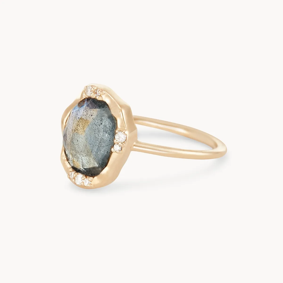 labradorite mood ring - 14k yellow gold