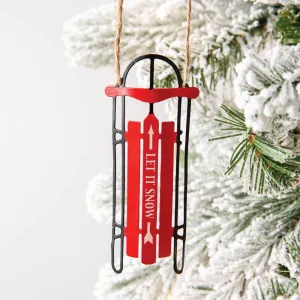 Let it Snow Metal Sleigh Ornament