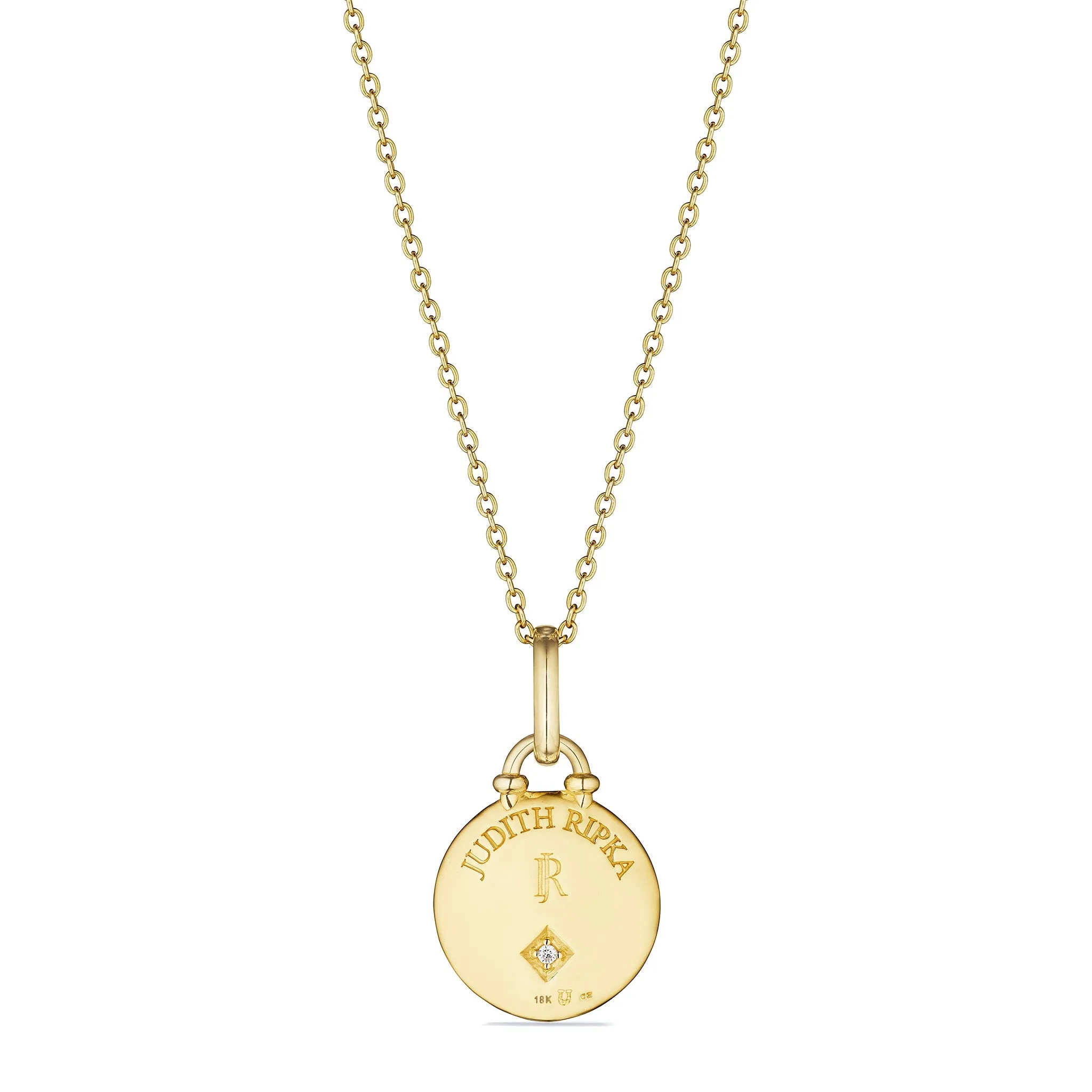 Little Luxuries Moon and Stars Medallion Necklace with Diamonds in 18K