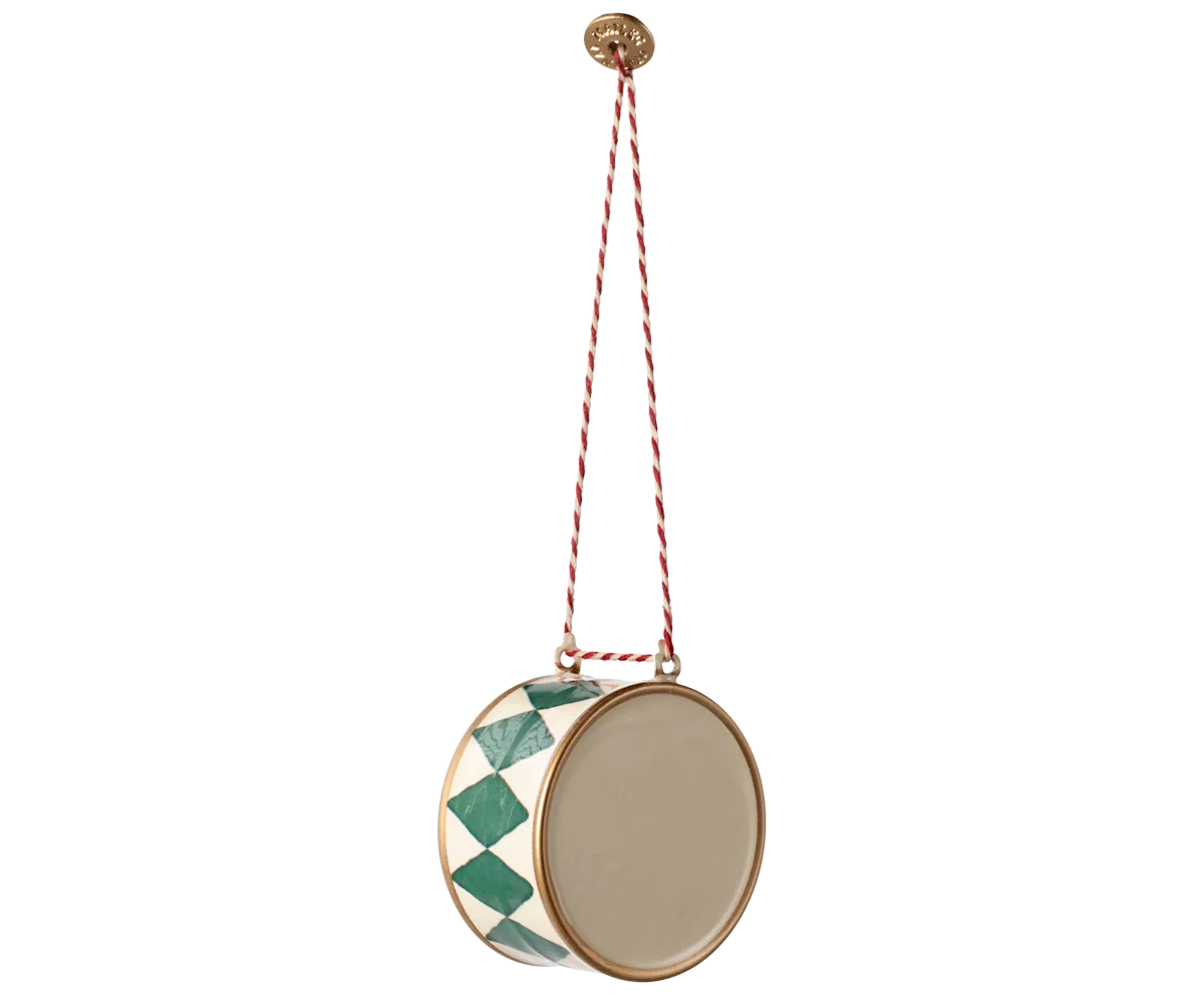 Metal ornament, Large drum - Dark green