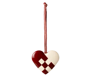 Metal ornament, Small heart - Red