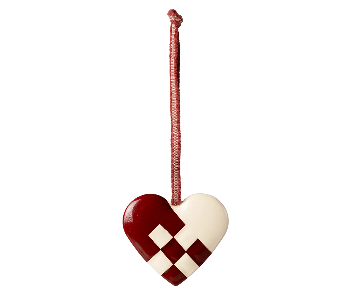 Metal ornament, Small heart - Red