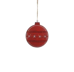 Metal Red Hanging Decoration with Snowflakes