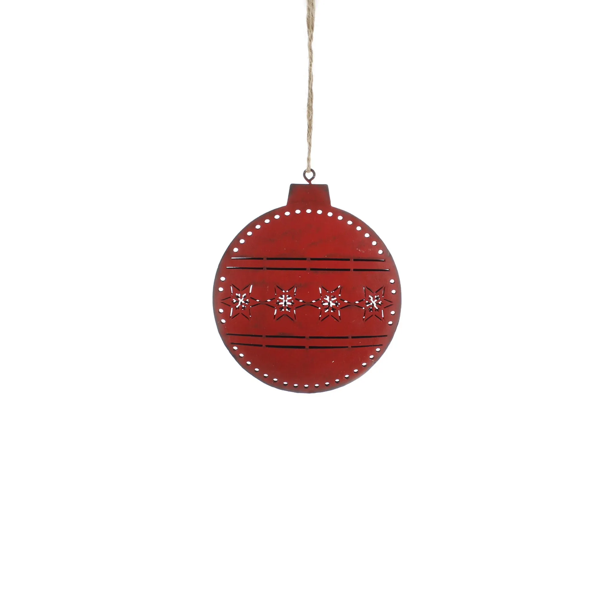 Metal Red Hanging Decoration with Snowflakes