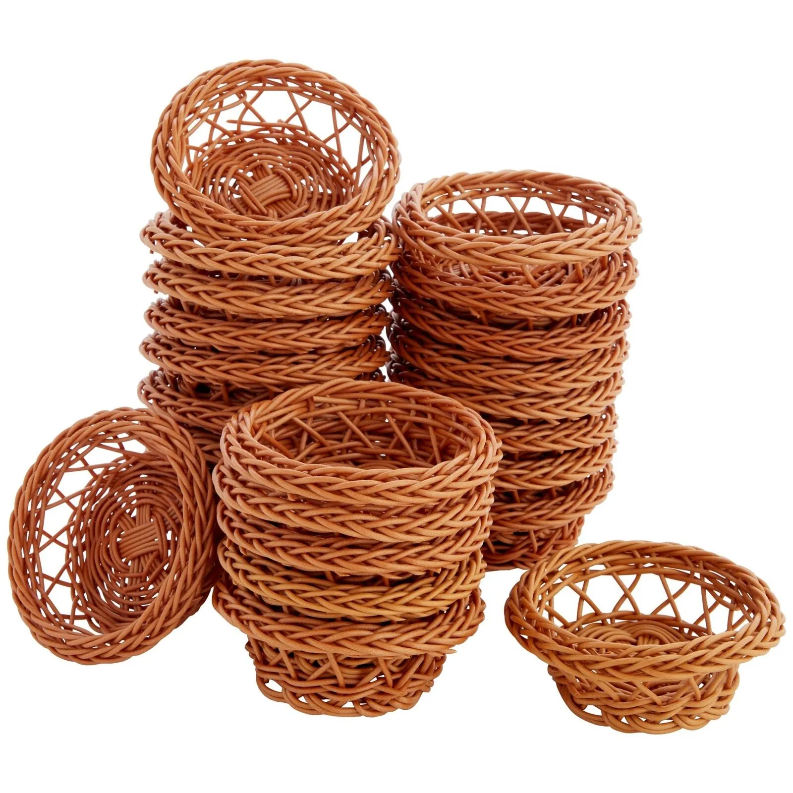 Mini Woven Baskets for Treats and Decor (Brown, 3.1 x 1.2 Inches, 24 Pack)