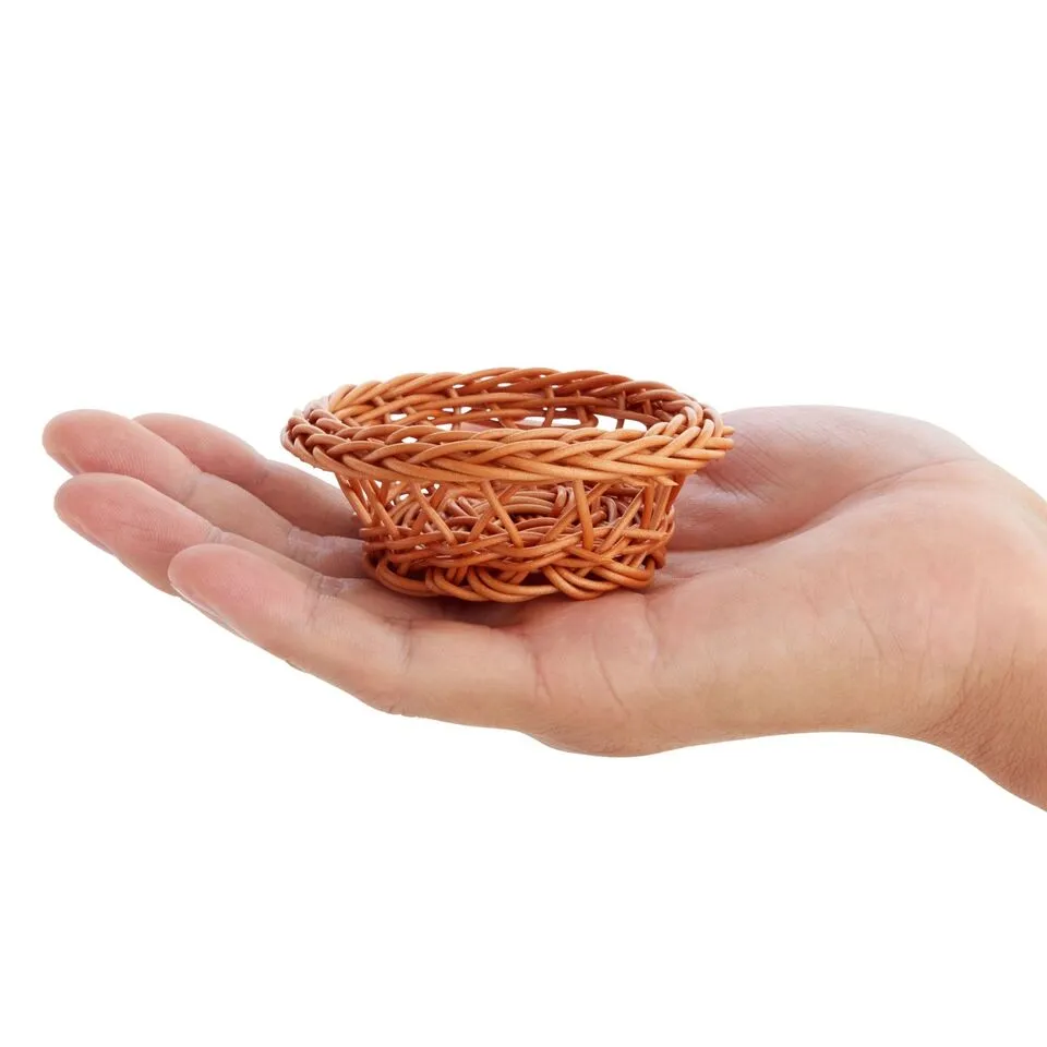 Mini Woven Baskets for Treats and Decor (Brown, 3.1 x 1.2 Inches, 24 Pack)