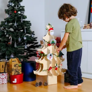 Montessori Wooden Christmas Tree & Felt Ornaments Set