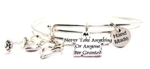 Never Take Anything Or Anyone For Granted Expandable Bangle Bracelet Set