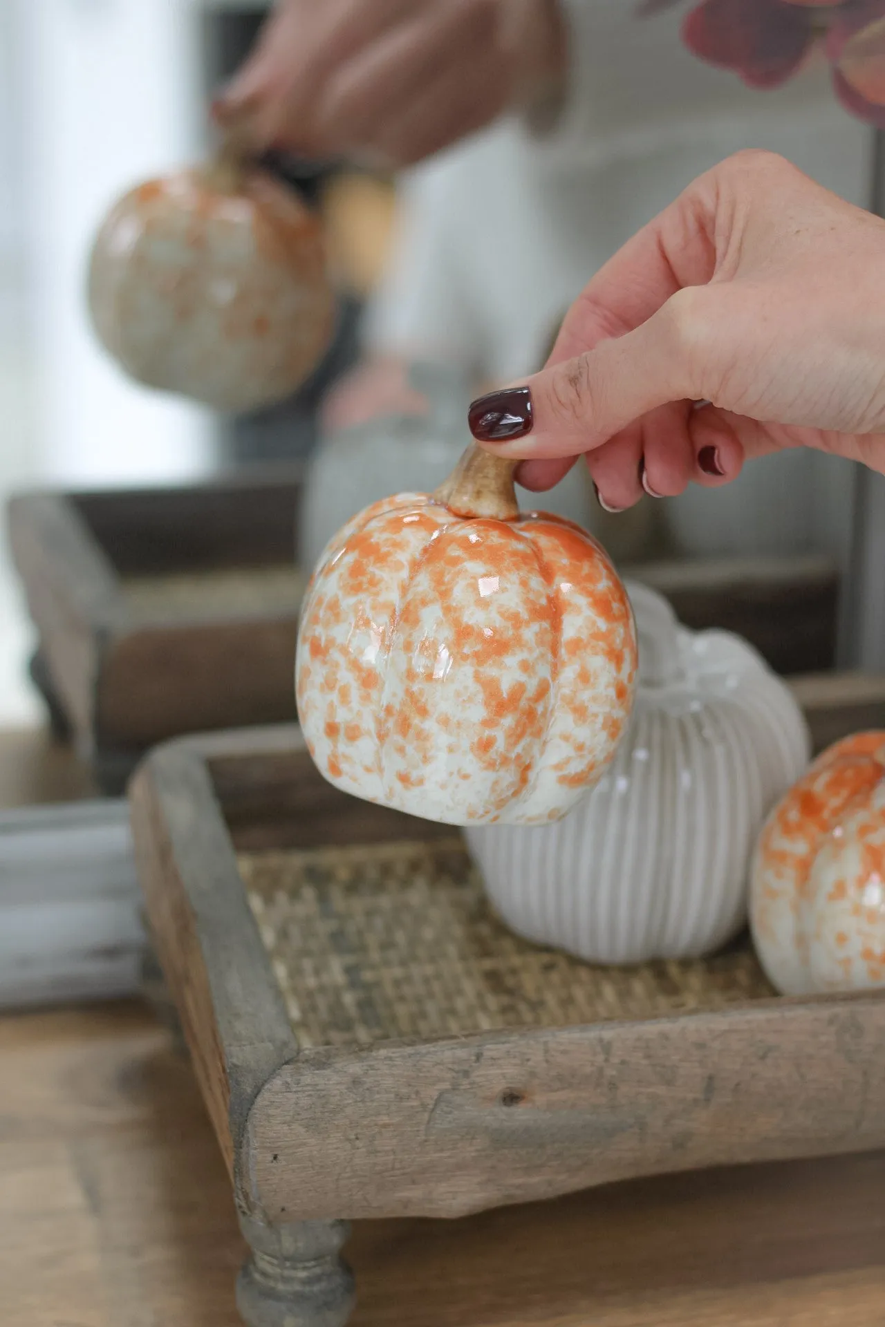 Orange Dappled Porcelain Pumpkin