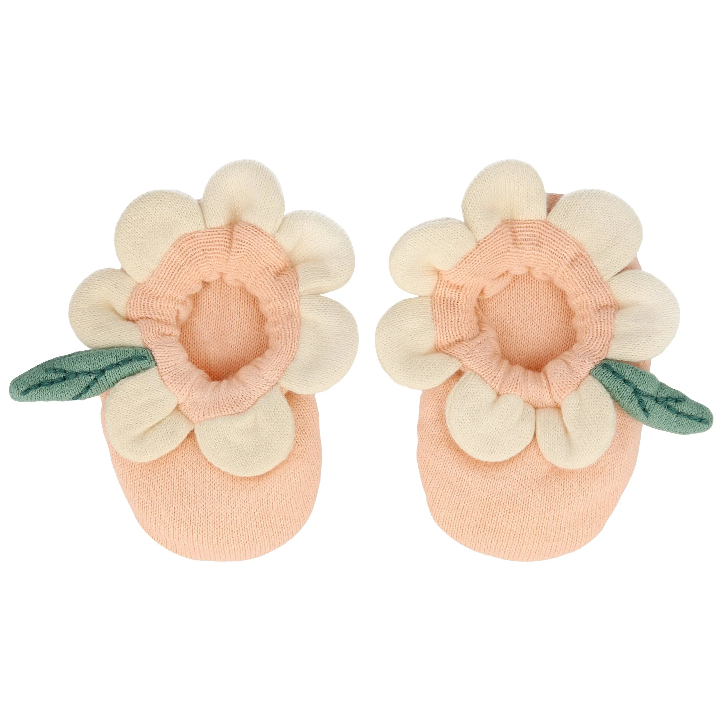 Peach Daisy Baby Booties