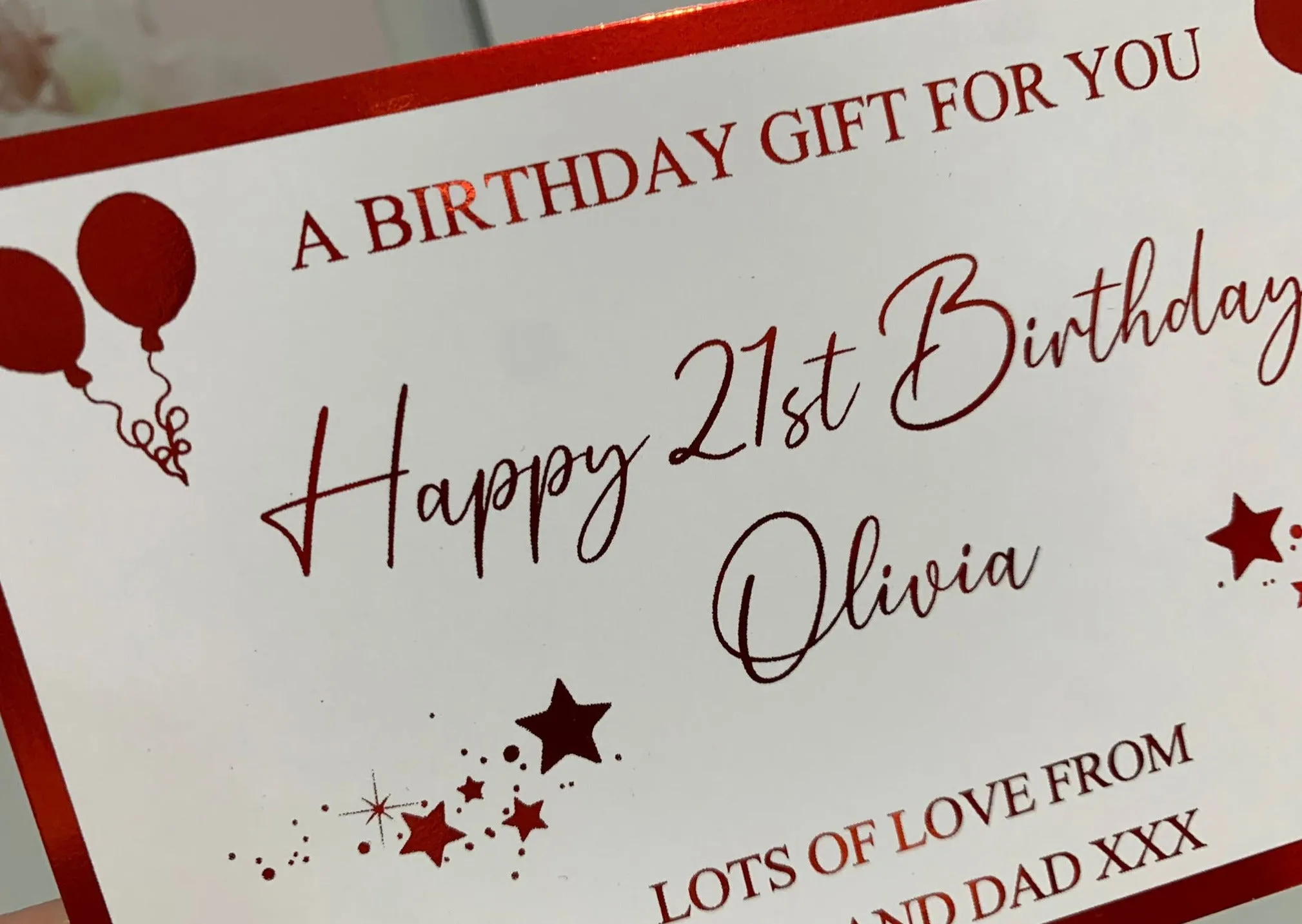 Personalised Birthday Card Foil Voucher Ticket, Surprise Reveal, Spa Day, Experience, Afternoon Tea