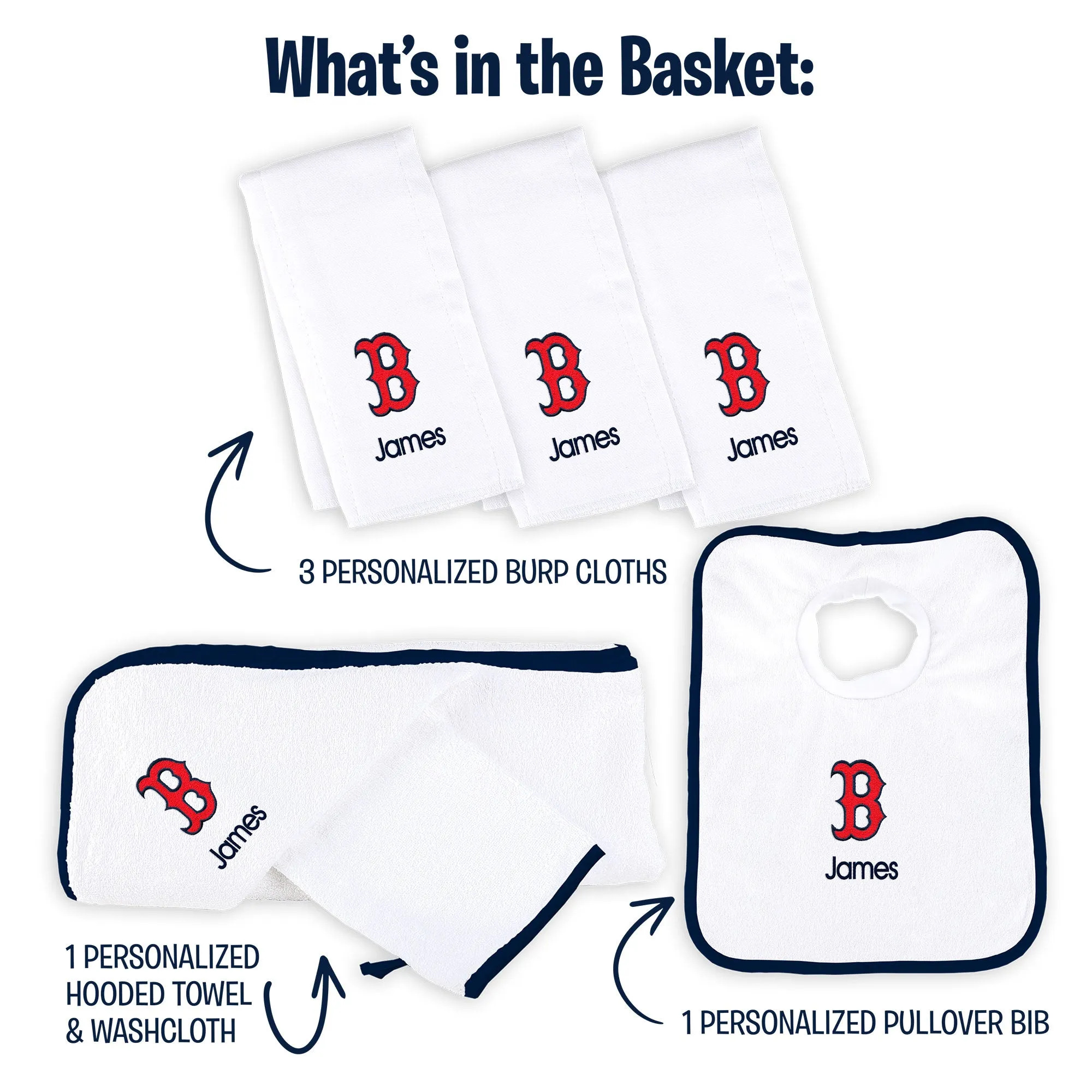 Personalized Boston Red Sox "B" Medium Basket - 6 Items