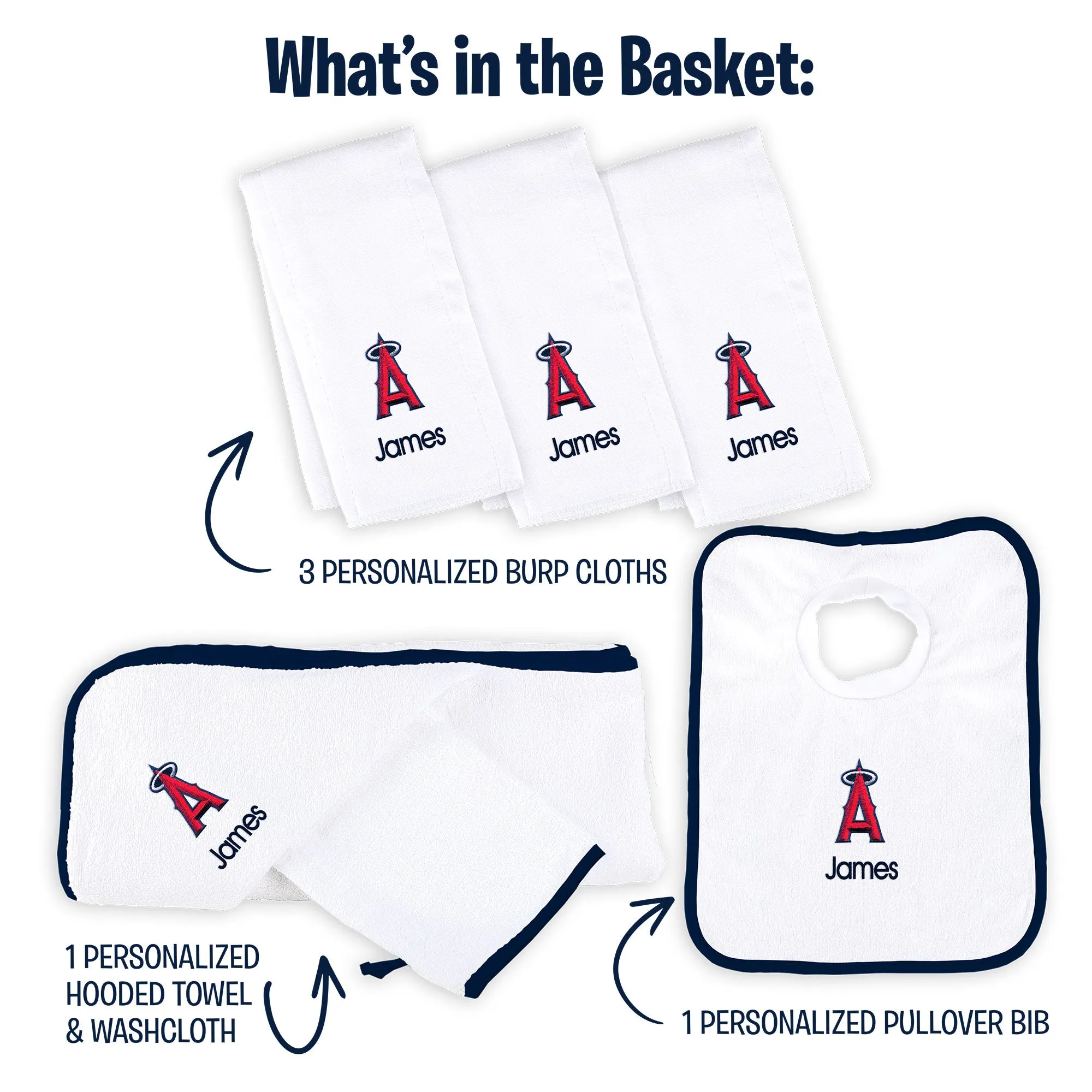 Personalized LA Angels Medium Basket - 6 Items