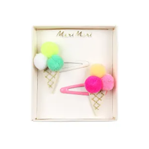 Pompom Ice Cream Hair Clips (x 2)