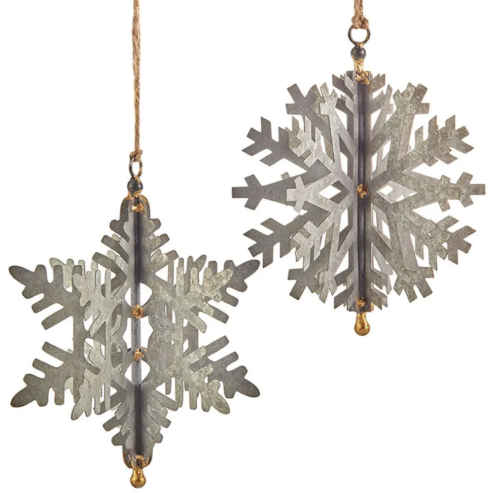 Raz Imports 2020 Pinecone Lodge 7.75-Inch Snowflake Ornament, Assortment of 2