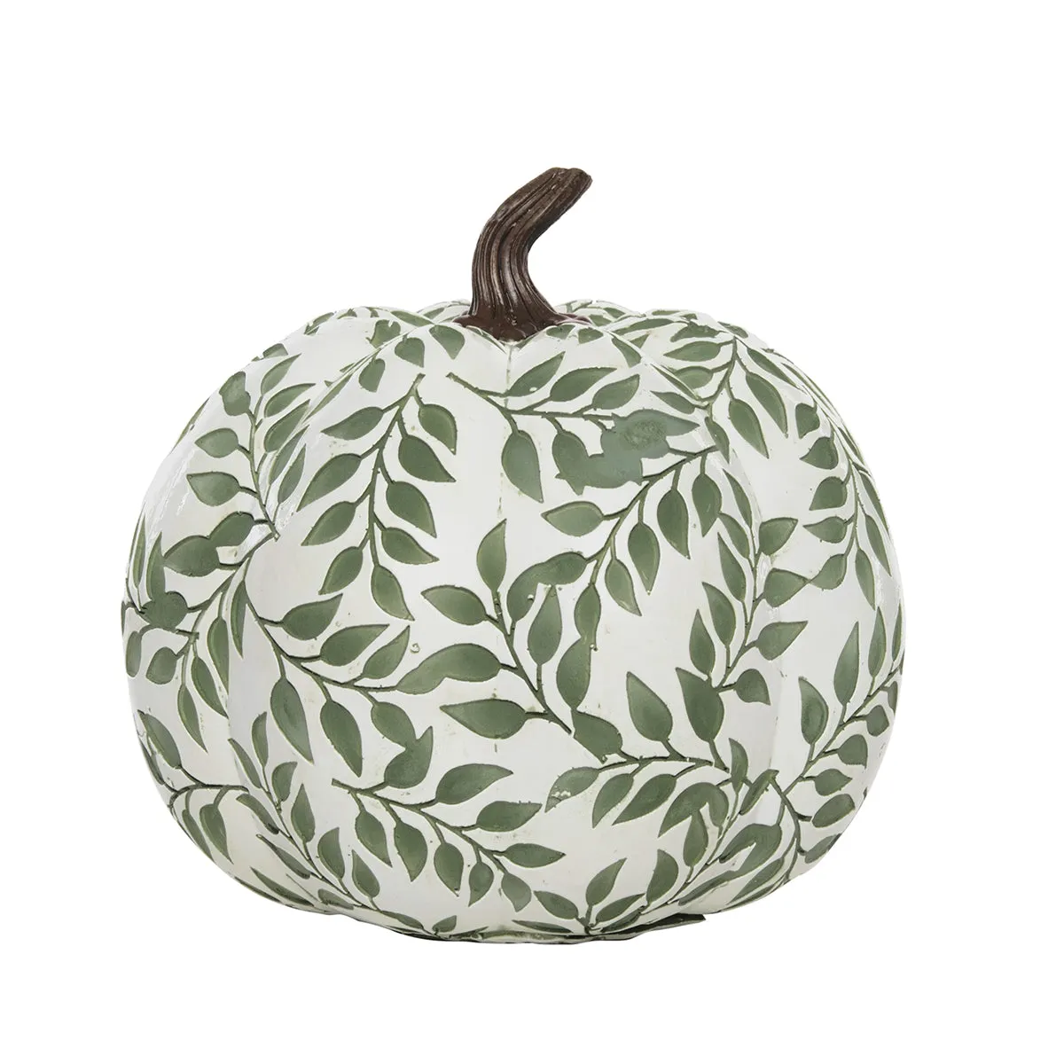 Short White Botanical Pumpkin Figurine