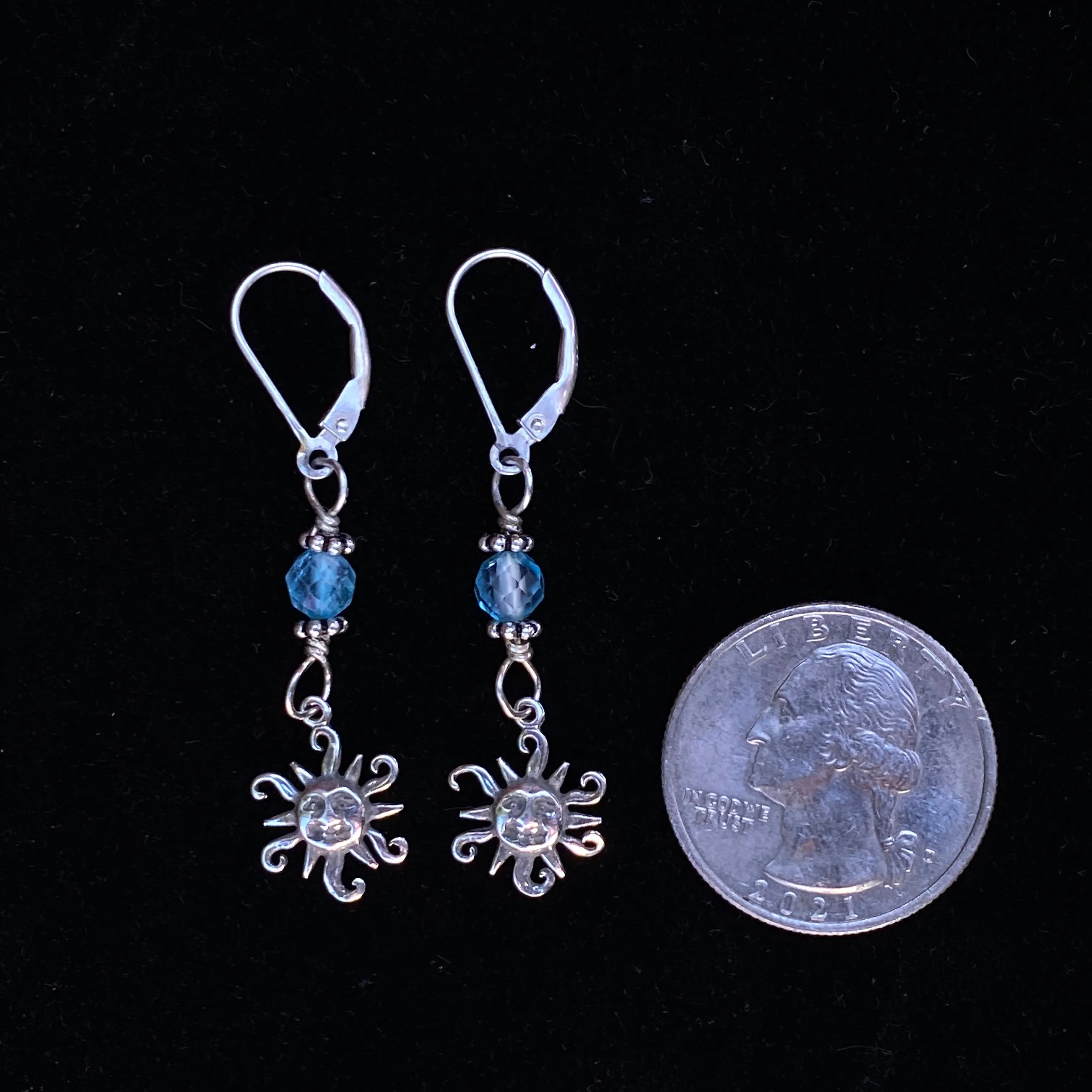 Silver Sun with Blue Topaz earrings