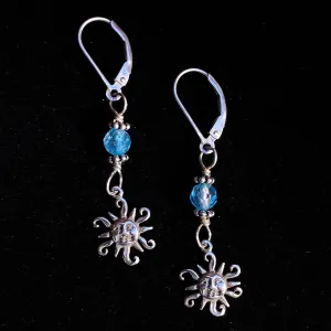 Silver Sun with Blue Topaz earrings