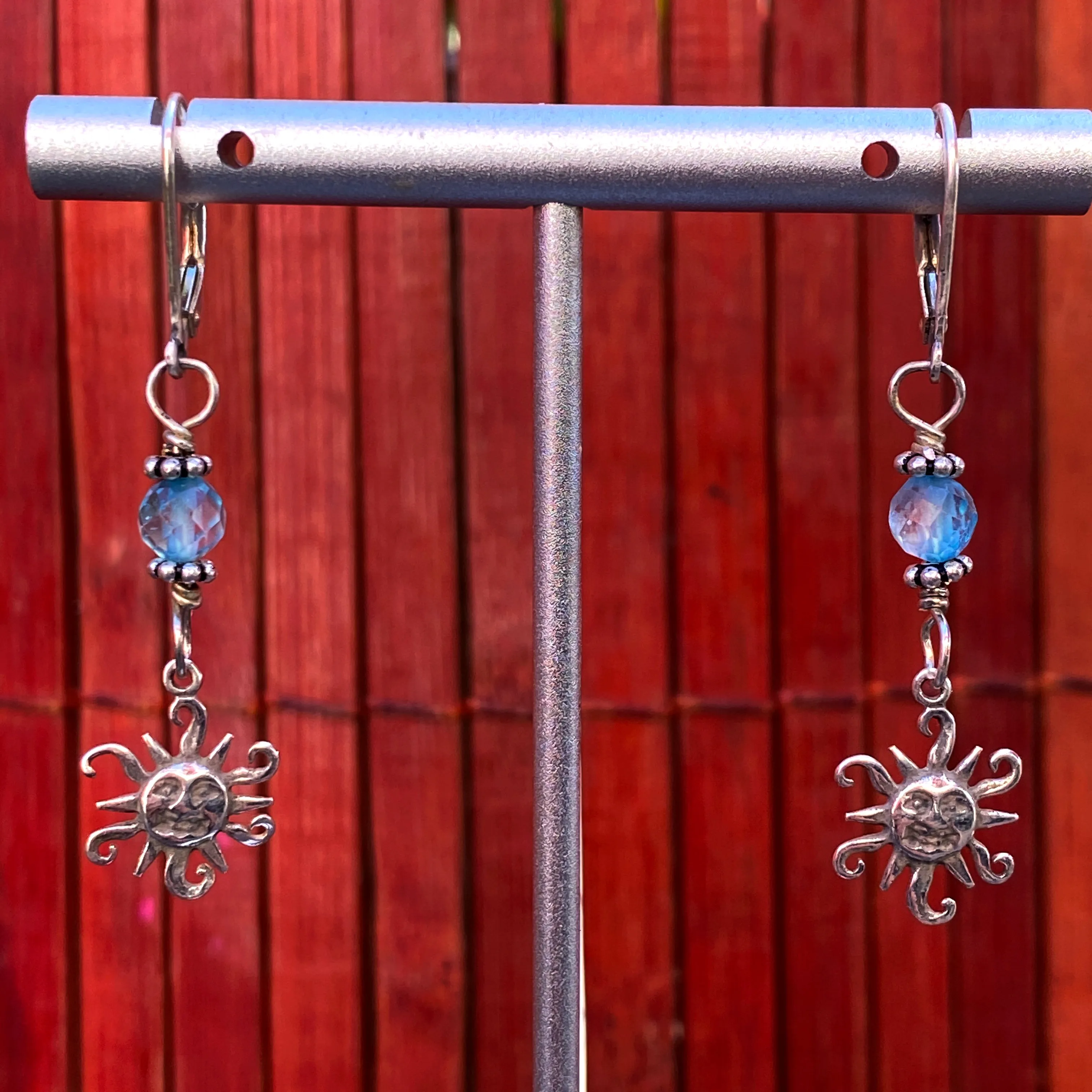 Silver Sun with Blue Topaz earrings