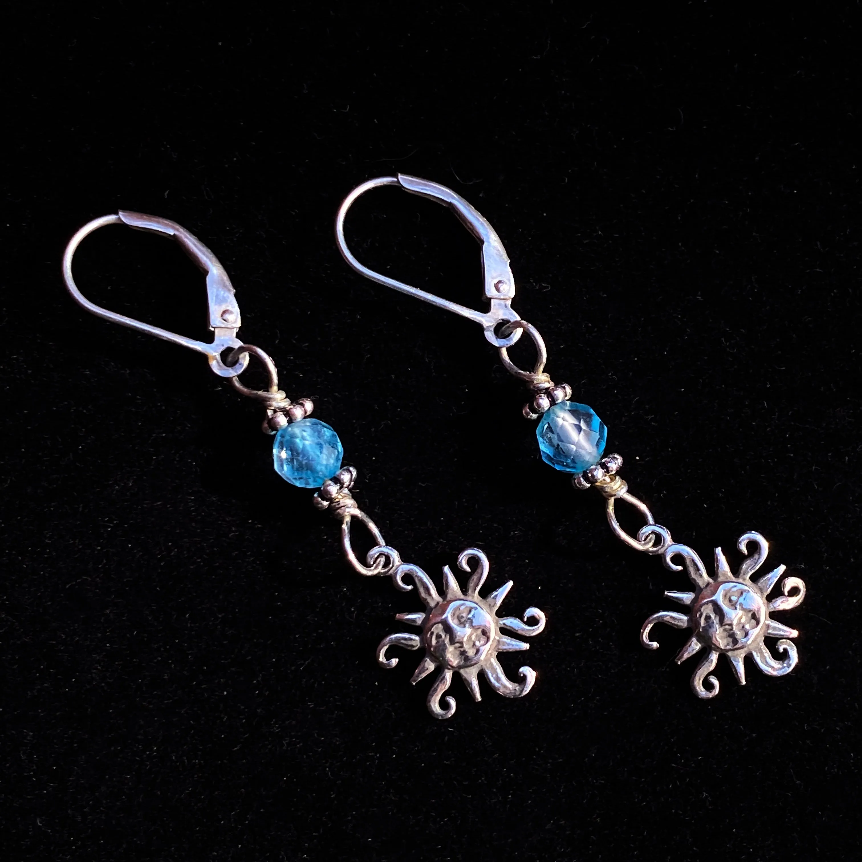 Silver Sun with Blue Topaz earrings