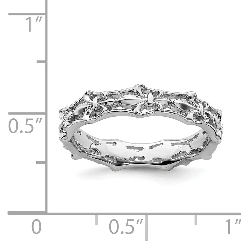 Sterling Silver Fleur De Lis Stackable Ring