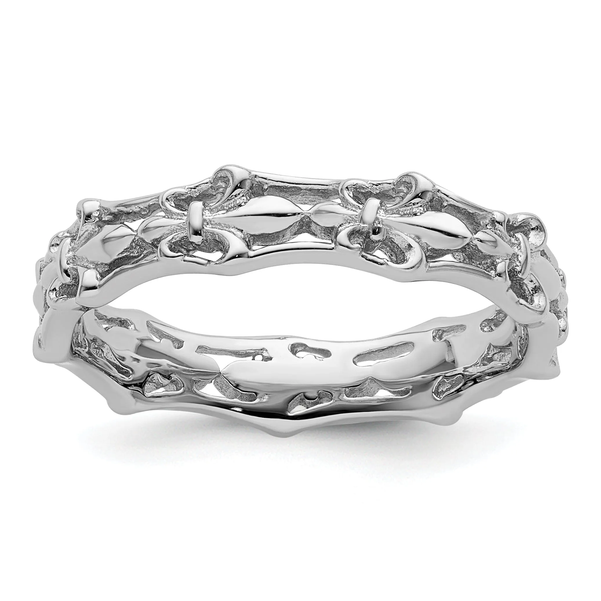 Sterling Silver Fleur De Lis Stackable Ring