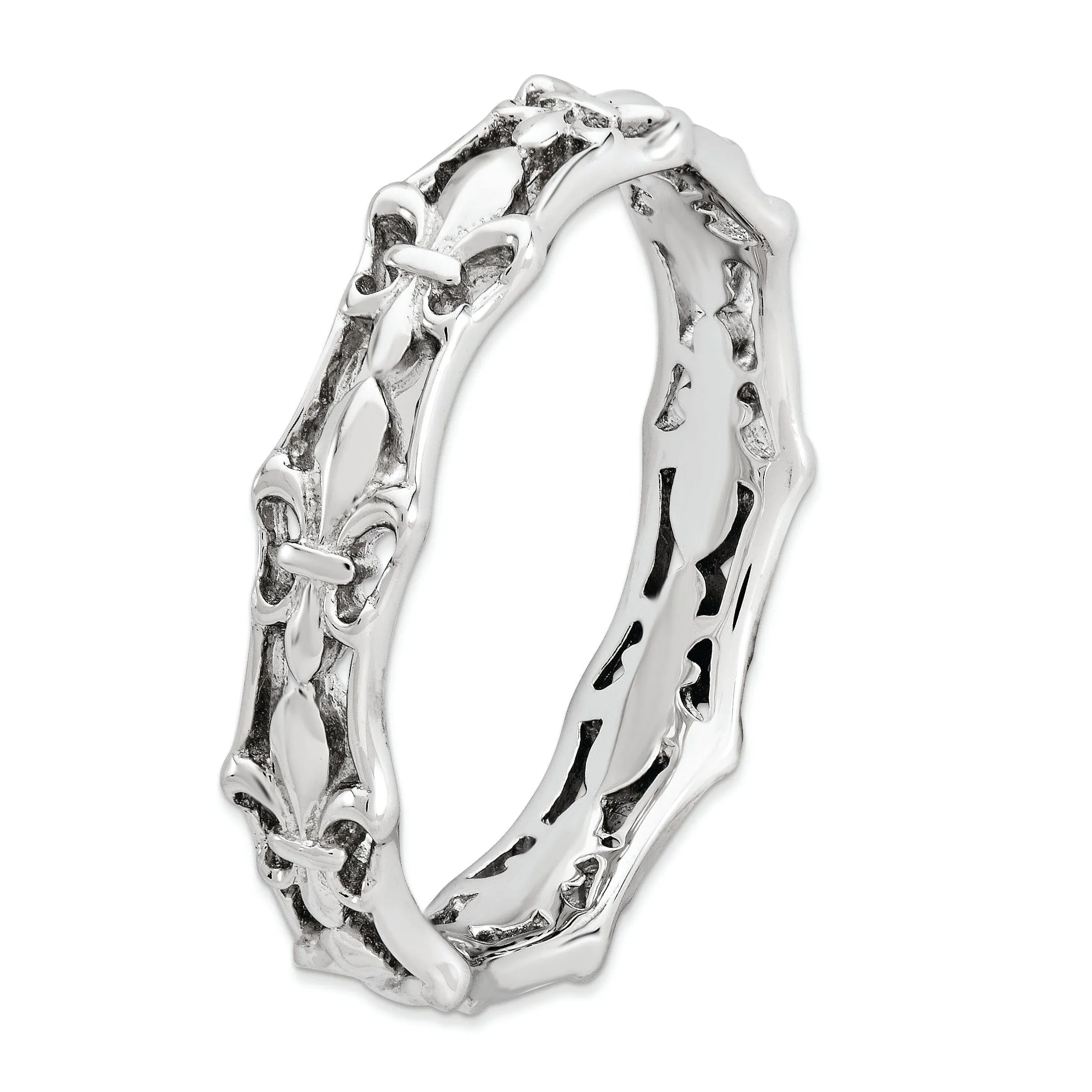 Sterling Silver Fleur De Lis Stackable Ring