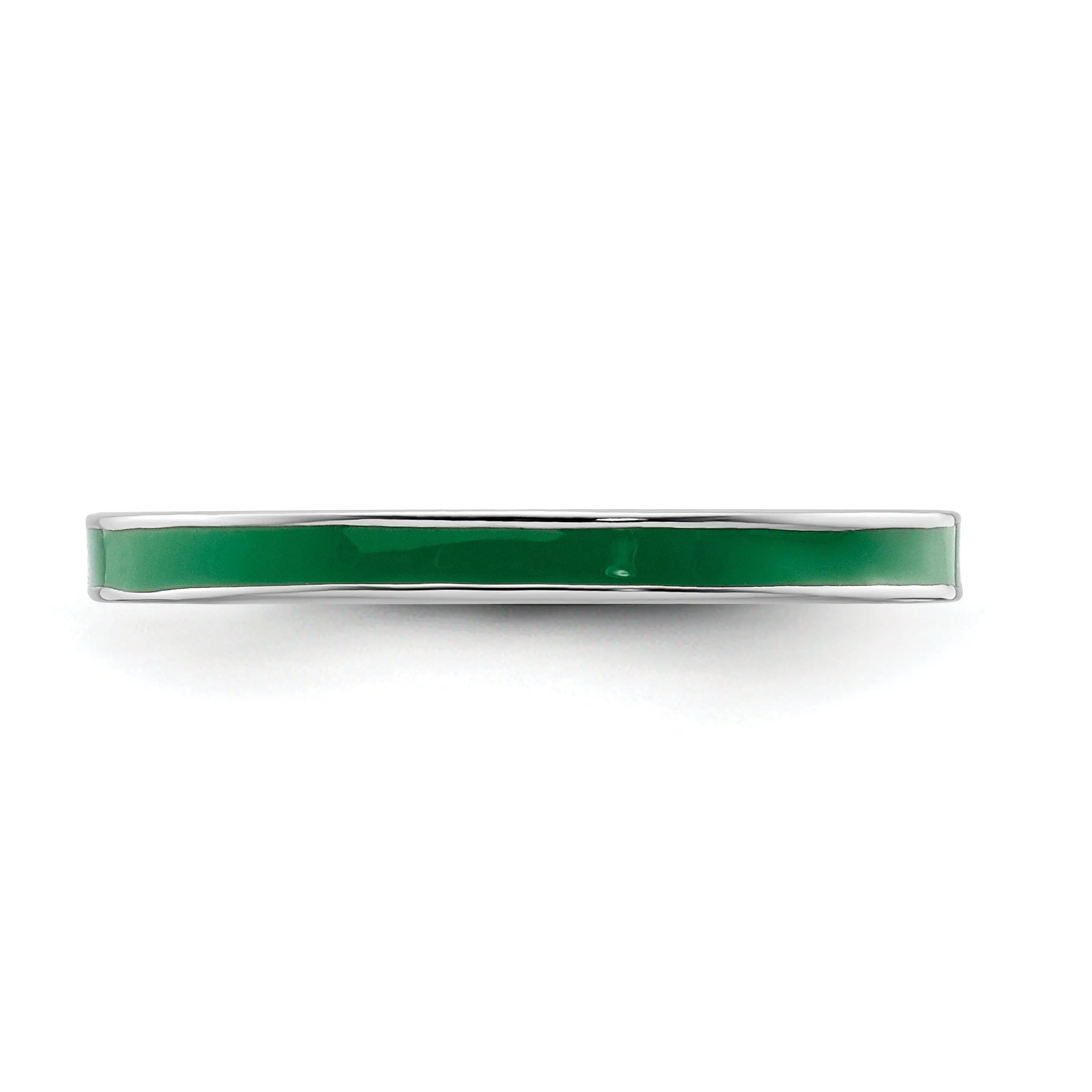 Sterling Silver Green Enameled 2.25MM Ring