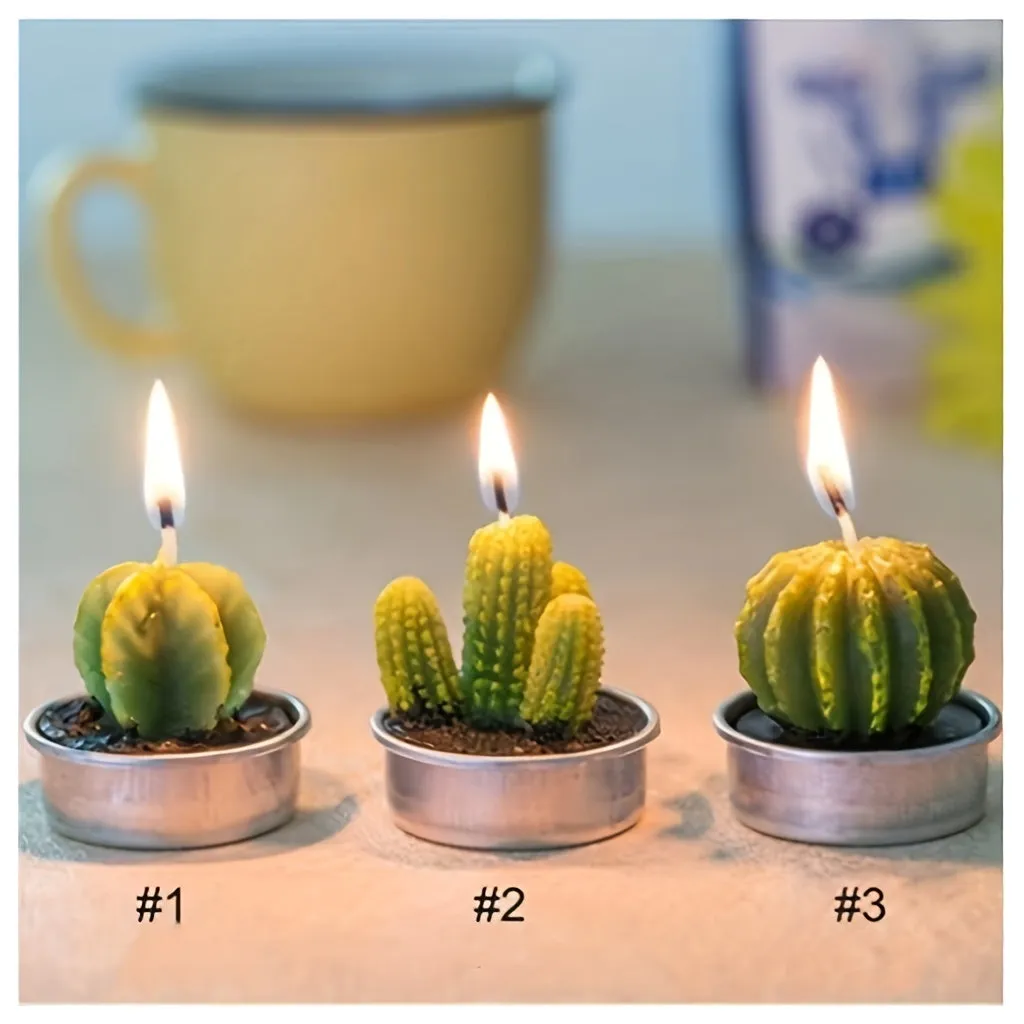 Stylish Cactus Tea Candle Set Perfect for Home Decoration and Gifting