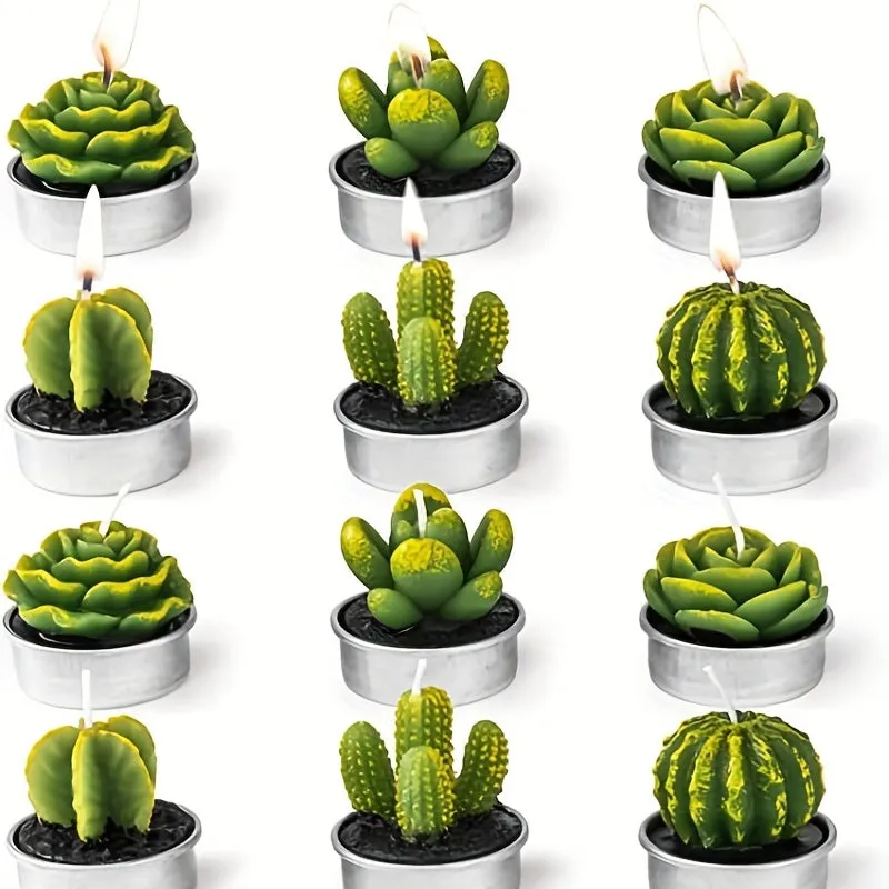 Stylish Cactus Tea Candle Set Perfect for Home Decoration and Gifting