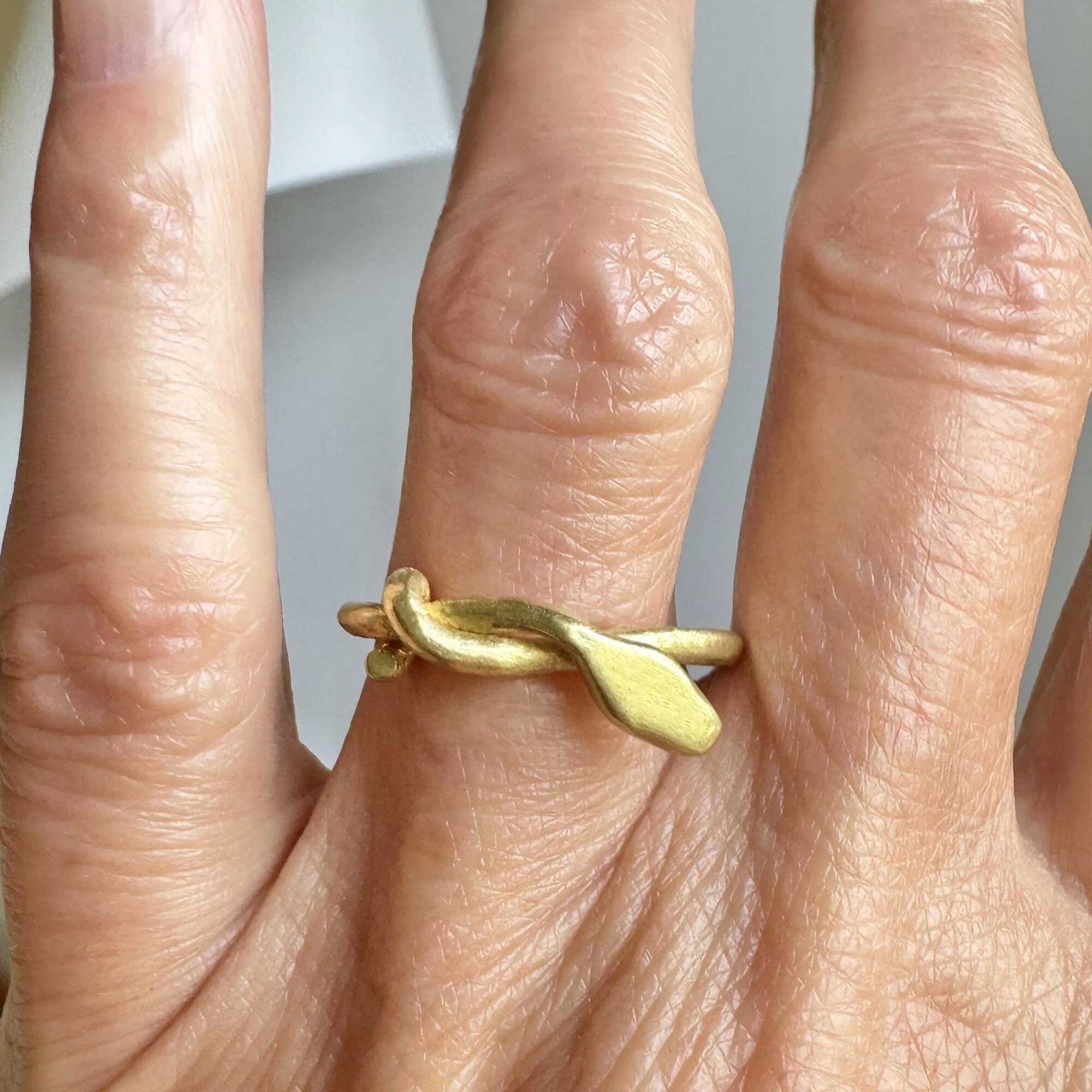 Superb Handmade 18K Gold Snake Ring Band, One of a Kind