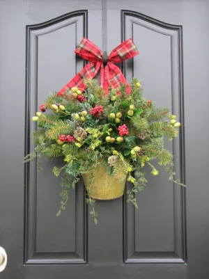 Tidings of Joy Christmas Bucket Wreath