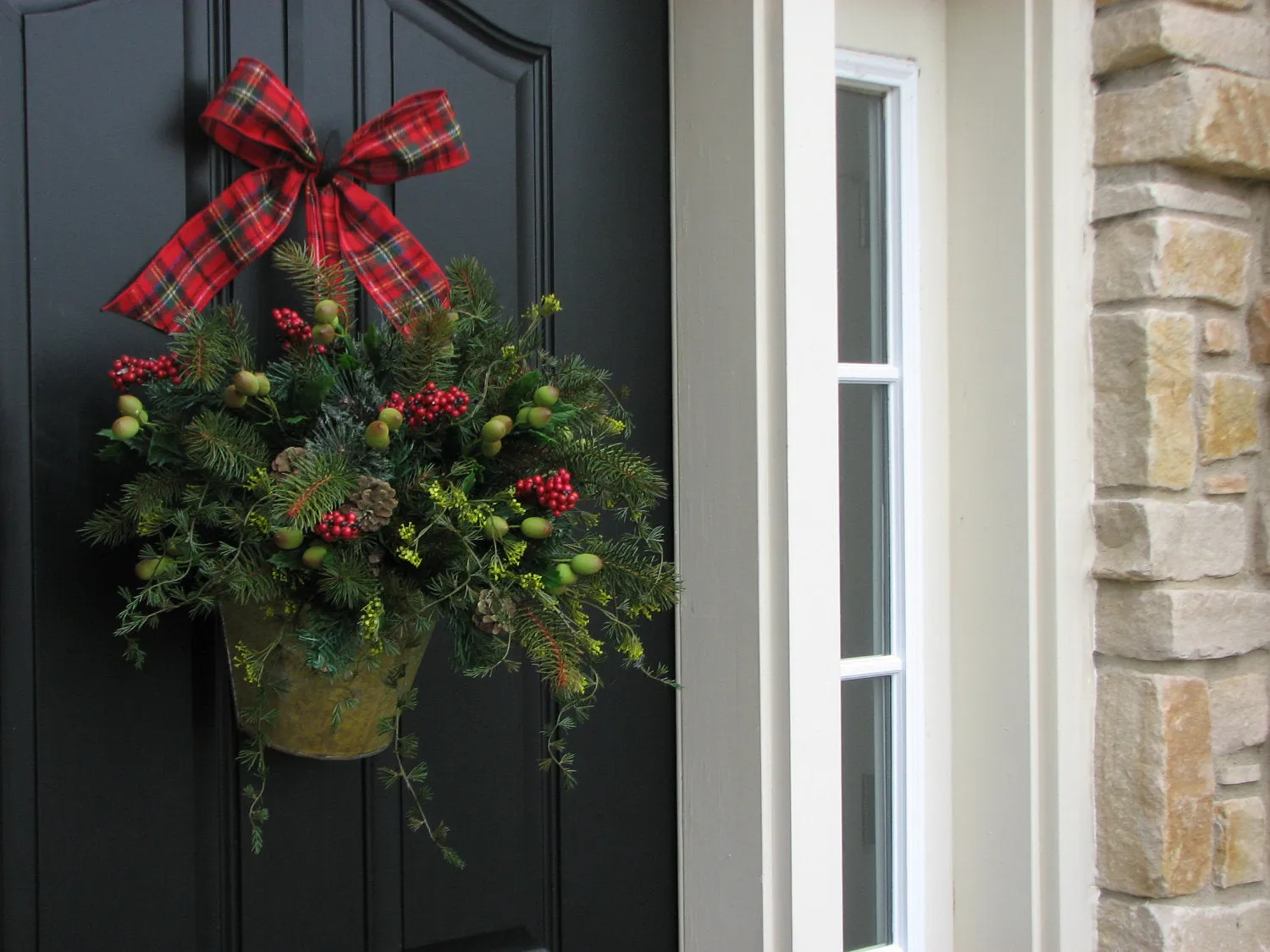 Tidings of Joy Christmas Bucket Wreath