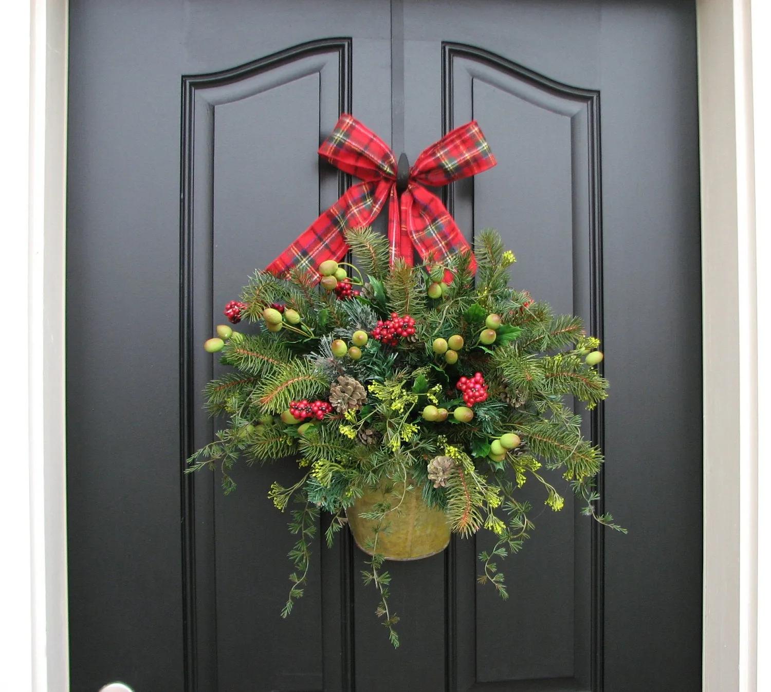 Tidings of Joy Christmas Bucket Wreath