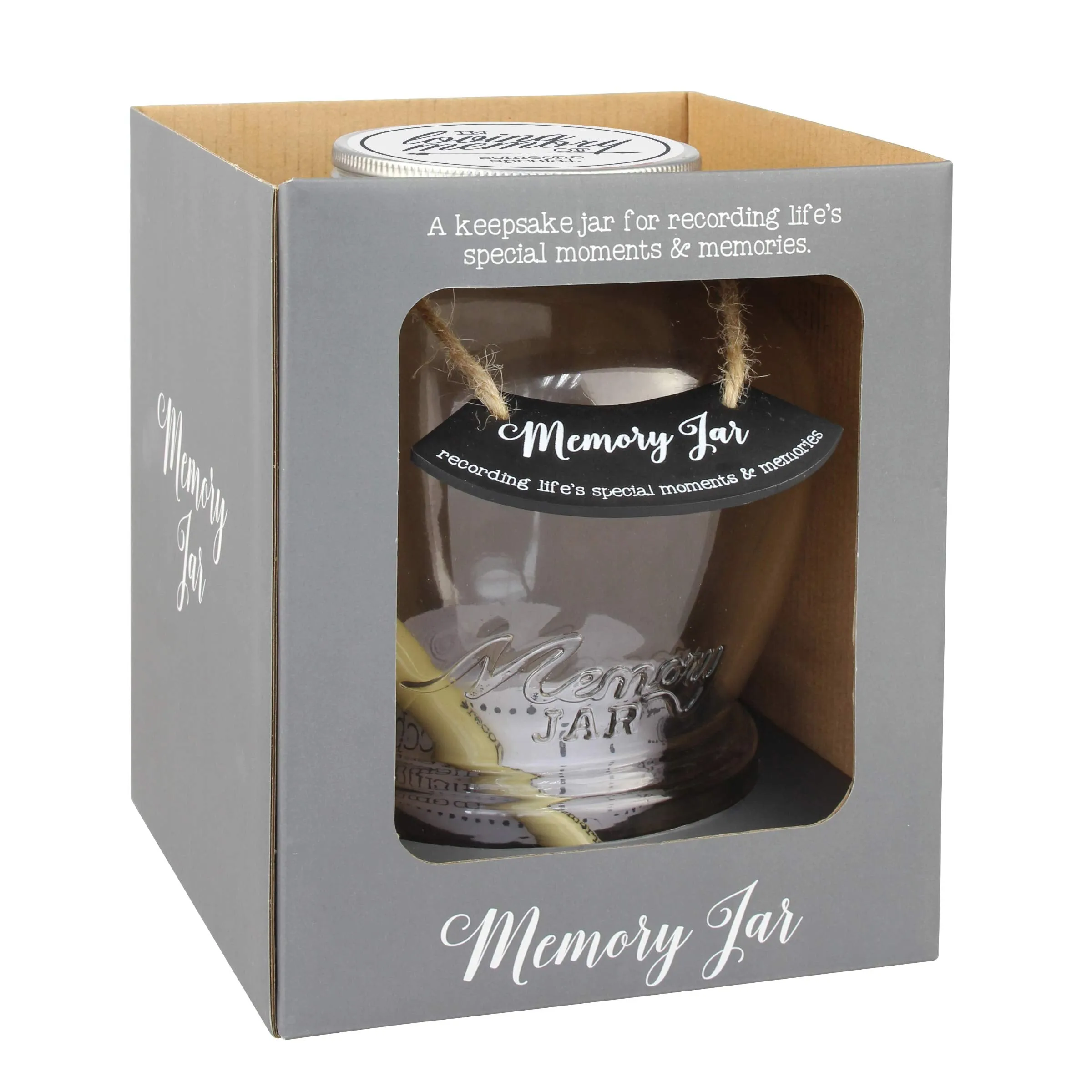 Top Shelf "In Loving Memory" Memory Jar ; Thoughtful Condolence Gift Ideas ; Unique Memorial Gifts ; Keepsakes for Friends and Family ; Kit Comes with 180 Blank Tickets, Pen, and Decorative Lid