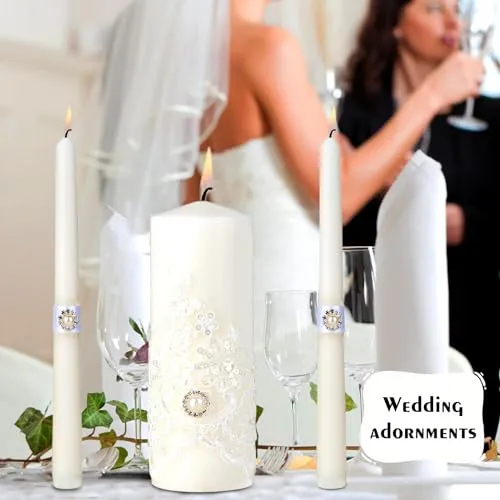 Unity Candles for Wedding - Wedding Candle Set with 1 Pillar Candle and 2 Taper Candles, Unity Candles for Wedding Ceremony Set, Catholic Wedding Accessories Unity Ceremony Ideas for Wedding