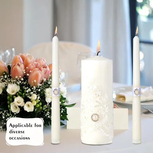 Unity Candles for Wedding - Wedding Candle Set with 1 Pillar Candle and 2 Taper Candles, Unity Candles for Wedding Ceremony Set, Catholic Wedding Accessories Unity Ceremony Ideas for Wedding