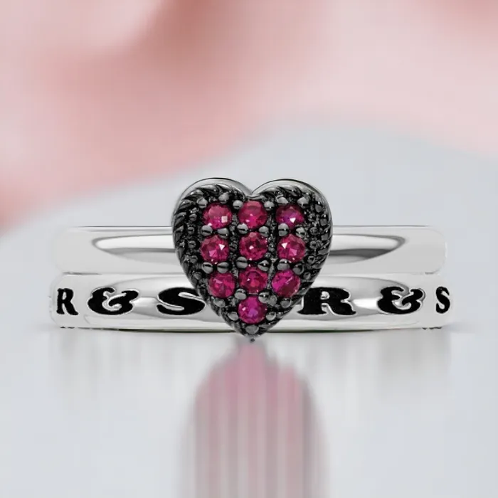 Valentine Personalized Stackable Ruby Heart Bundle