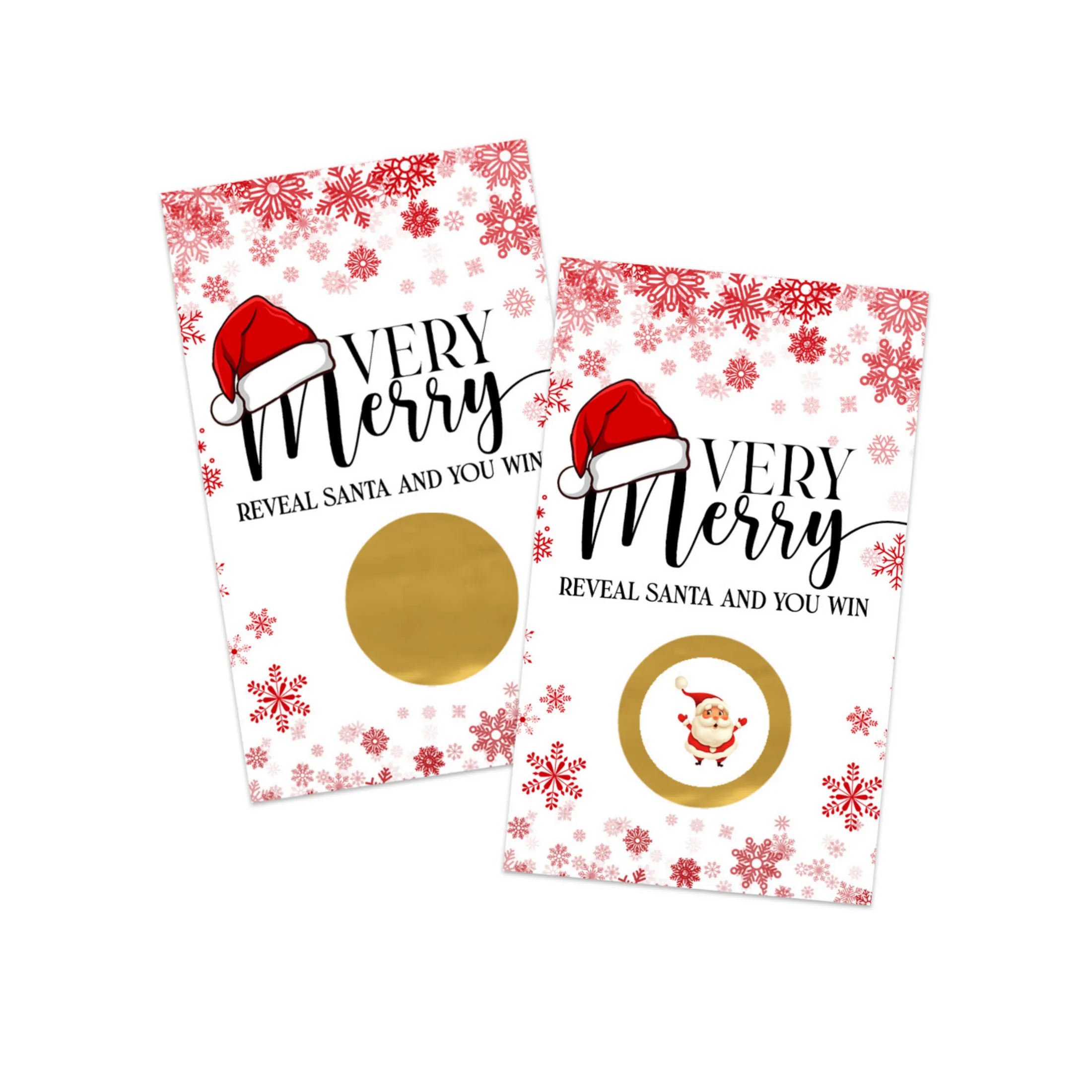 Very Merry Christmas Scratch Off Cards, Holiday Party Games for Santa Baby Shower, Wedding, Raffle Tickets, Groups, Adults, Snowflake Favors Xmas, 30 Pack