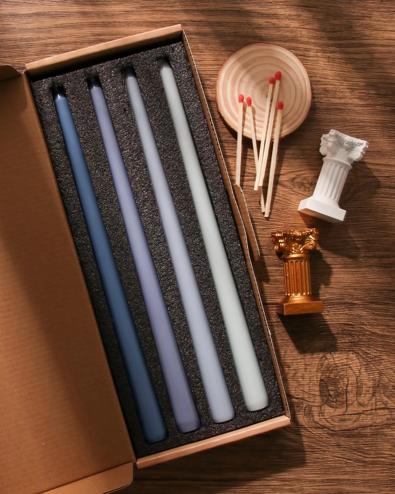 Viyffo 12 Inch Blue Taper Candles Set of 4 Unscented Smokeless Long Tall Tapered Candle for Candlesticks Sticks Wedding Advent Home Decor Dinner Christmas