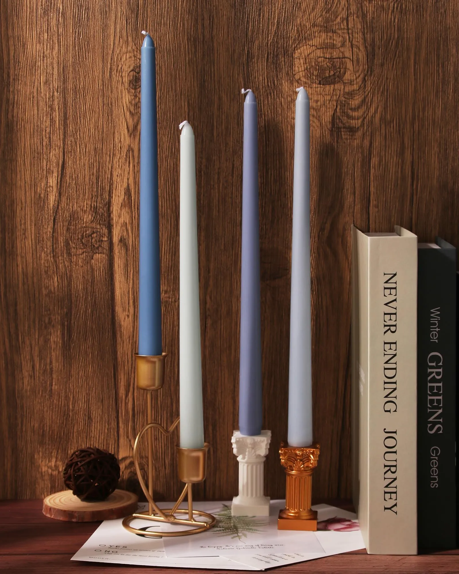 Viyffo 12 Inch Blue Taper Candles Set of 4 Unscented Smokeless Long Tall Tapered Candle for Candlesticks Sticks Wedding Advent Home Decor Dinner Christmas