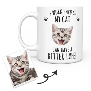 White Personalized Cat Face Mug