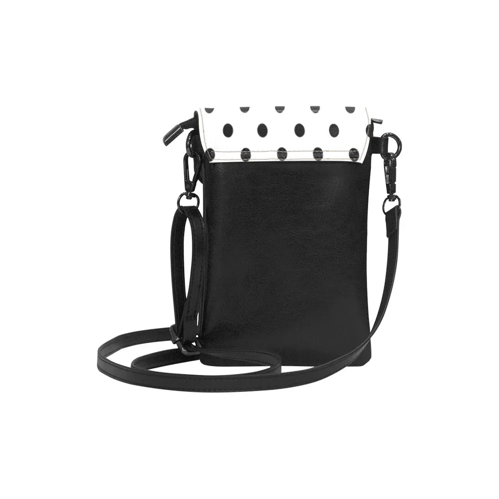 White With Black Polka Dots Small Cell Phone Purse