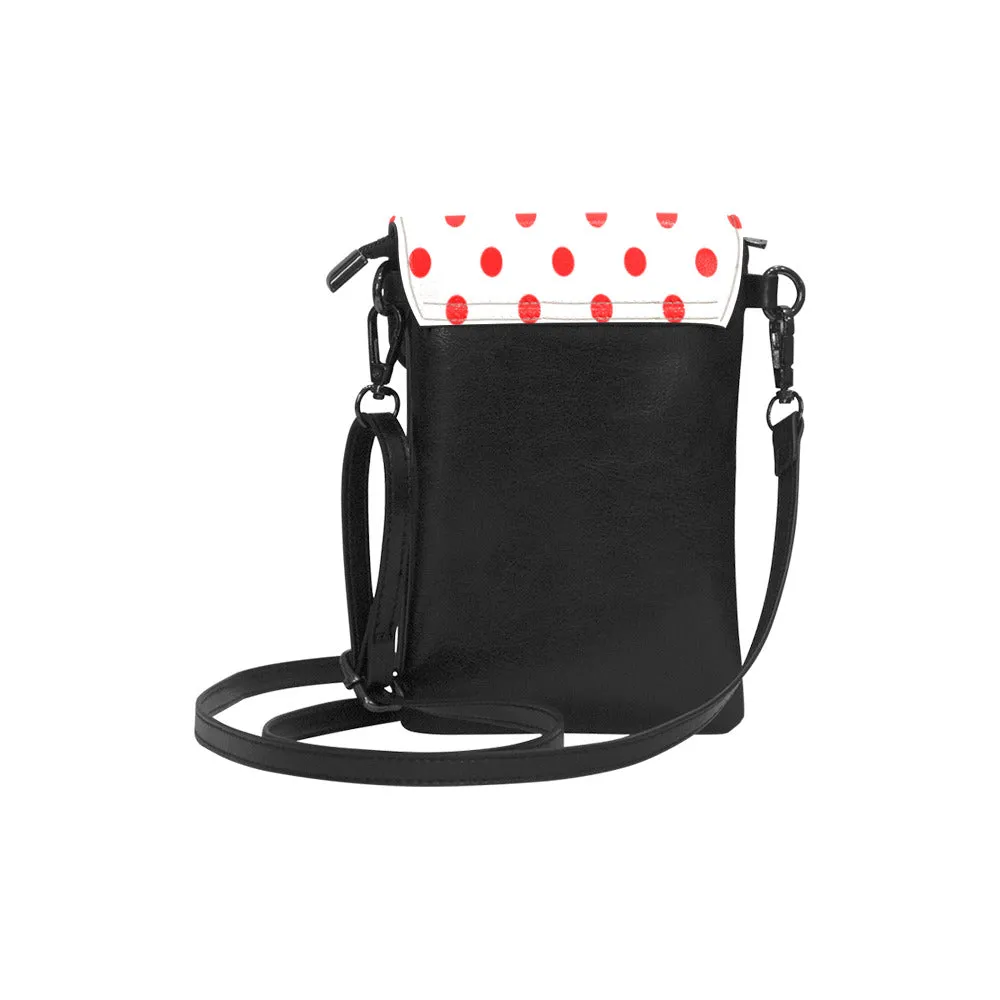 White With Red Polka Dots Small Cell Phone Purse