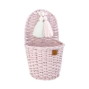 Wicker Wall Basket - Dusty Pink