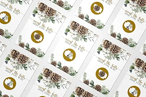 Winter Pine Scratch Off Game for Showers, Christmas Party Activity, Holiday Raffle Tickets, Rustic Greenery Favors, 30 Pack