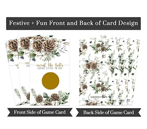 Winter Pine Scratch Off Game for Showers, Christmas Party Activity, Holiday Raffle Tickets, Rustic Greenery Favors, 30 Pack