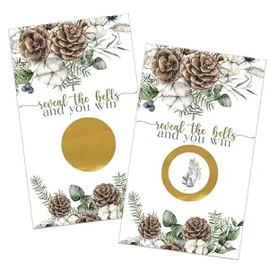 Winter Pine Scratch Off Game for Showers, Christmas Party Activity, Holiday Raffle Tickets, Rustic Greenery Favors, 30 Pack