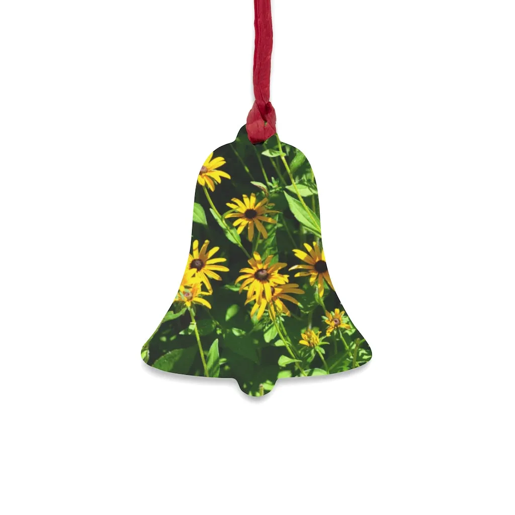 Yellow Flowers Wooden Christmas Ornaments