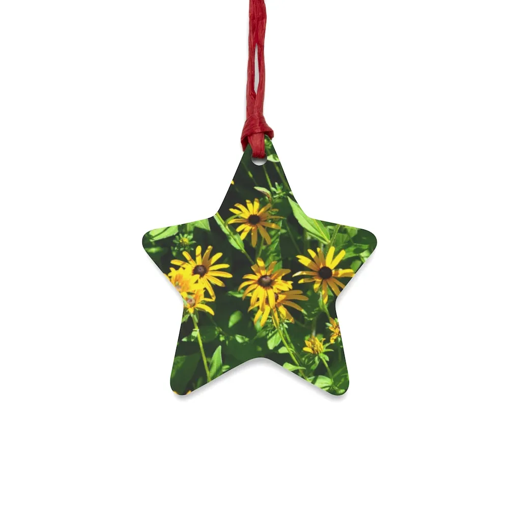 Yellow Flowers Wooden Christmas Ornaments